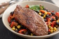 Roasted turkey with black bean salad Royalty Free Stock Photo