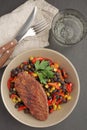 Roasted turkey with black bean salad Royalty Free Stock Photo