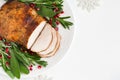 Roasted turkey breast with spicy herbs and cranberry sauce, Royalty Free Stock Photo