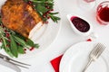 Roasted turkey breast with spicy herbs and cranberry sauce, Royalty Free Stock Photo