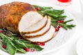 Roasted turkey breast with spicy herbs Royalty Free Stock Photo