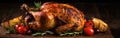 Roasted Turkey on Cutting Board With Vegetables Royalty Free Stock Photo
