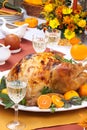 Roasted turkey feast Royalty Free Stock Photo