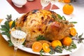 Roasted turkey feast Royalty Free Stock Photo