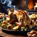 Roasted Turkey Feast with Garnish Royalty Free Stock Photo