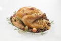 Roasted Turkey with Grab Apples over white Royalty Free Stock Photo