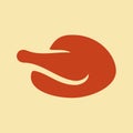 Roasted turkey icon. Cooked chicken flat style vector icon.