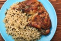 Roasted turkey leg with wild rice