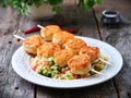 Roasted turkey meat balls with couscous and vegetables Royalty Free Stock Photo