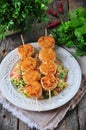 Roasted turkey meat balls with couscous and vegetables Royalty Free Stock Photo