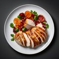 Roasted Turkey Tenderloin on plate.generative ai