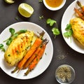 Roasted chicken breast with carrots