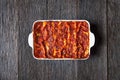 Roasted vegetable lasagna with tomato and tofu Royalty Free Stock Photo