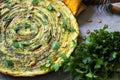 Roasted vegetable pie. Delicious vegetarian quiche