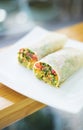 Roasted vegetables and salad vegetarian wrap Royalty Free Stock Photo