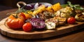 Roasted Vegetables on a Wooden Platter - Farm-to-Table Beauty - Earthy and Rustic - Wholesome Delights