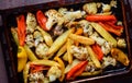 Roasted veggies in a baking tray Royalty Free Stock Photo