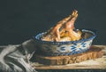 Roasted whole chicken for Christmas eve celebration table Royalty Free Stock Photo