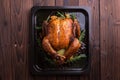 Roasted whole chicken / turkey for celebration and holiday. Christmas, thanksgiving, new year's eve dinner Royalty Free Stock Photo