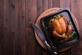 Roasted whole chicken / turkey for celebration and holiday. Christmas, thanksgiving, new year's eve dinner Royalty Free Stock Photo