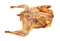 roasted whole flattened quail isolated on white