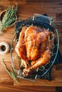 Roasted whole turkey on a table Royalty Free Stock Photo