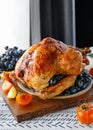 Roasted whole turkey on a table Royalty Free Stock Photo