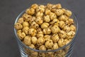 Roasted, yellow chickpeas in bowl - Turkish name sari leblebi