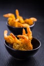 Roastet and breaded Thai shrimps with dip Royalty Free Stock Photo