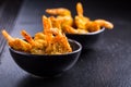 Roastet and breaded Thai shrimps with dip Royalty Free Stock Photo