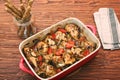 A roasting pan full of chicken thighs Royalty Free Stock Photo