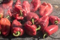 Roasting red bell peppers