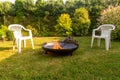 A safe fireplace in the backyard garden. Royalty Free Stock Photo