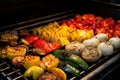 roasting vegetables on a grill for smoky salsa flavor Royalty Free Stock Photo