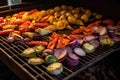 roasting vegetables on a grill for smoky salsa flavor Royalty Free Stock Photo