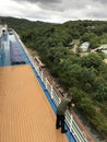 Roatan, Honduras, -11/29/17 - Cruise ship passenger enjoying the views of Roatan, Honduras