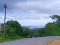 The Roatan island road with trees at Honduras Royalty Free Stock Photo