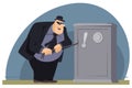 Robber with bag of loot. Illustration for internet and mobile website Royalty Free Stock Photo