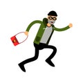 Robber character running with red female bag Illustration