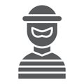 Robber glyph icon, burglar and criminal, bandit sign, vector graphics, a solid pattern on a white background.