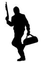 Robber with his gun weapon for rob the bank silhouette vector on white background.