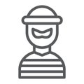 Robber line icon, burglar and criminal, bandit sign, vector graphics, a linear pattern on a white background.