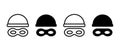 Robber mask vector icon set. Outline thief mask symbol Royalty Free Stock Photo