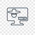 Robber on monitor concept vector linear icon isolated on transparent background, Robber on monitor concept transparency logo in o