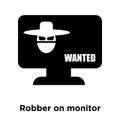 Robber on monitor icon vector isolated on white background, logo Royalty Free Stock Photo