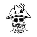 Robber pirate portrait with corsair hat illustration