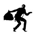 Robber silhouette black Royalty Free Stock Photo