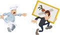 Robber stealing artworks. Funny people Royalty Free Stock Photo