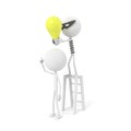 Robber stealing bulb with stealing idea concept. 3D rendering