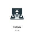 Robber symbol on monitor screen vector icon on white background. Flat vector robber symbol on monitor screen icon symbol sign from